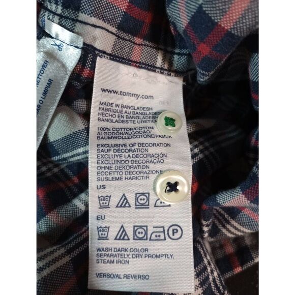 Tommy Hilfiger Shirt Men's Large Red Gray Button Front Long Sleeve - Picture 8 of 9